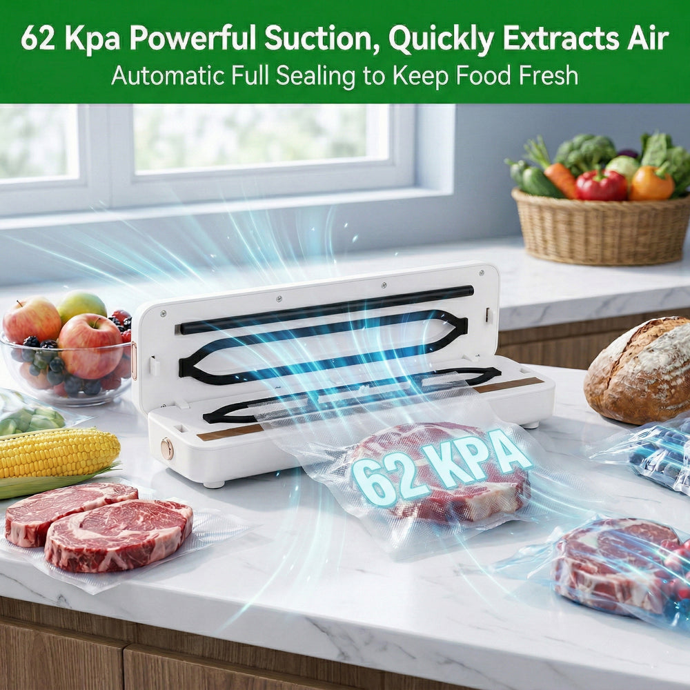 Rechargeable Wireless Vacuum Sealing Machine (1500 mAh) with 10 Bags - White_8377868_2