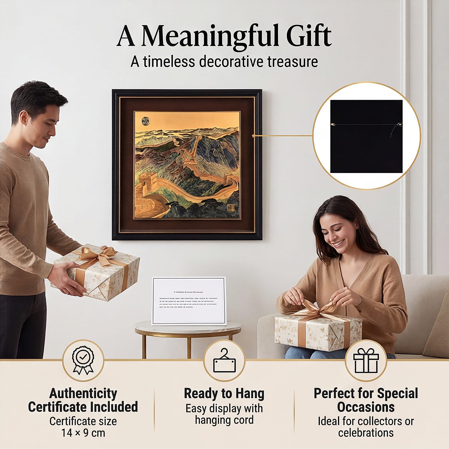 24K Gold Foil Painting of the Great Wall of China (44.5 x 44.5cm)