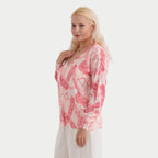 & Maisi Womens Printed V-Neck Cardigan (Size L/XL, 16-22) - Pink & Light Rose Red_8379415_2