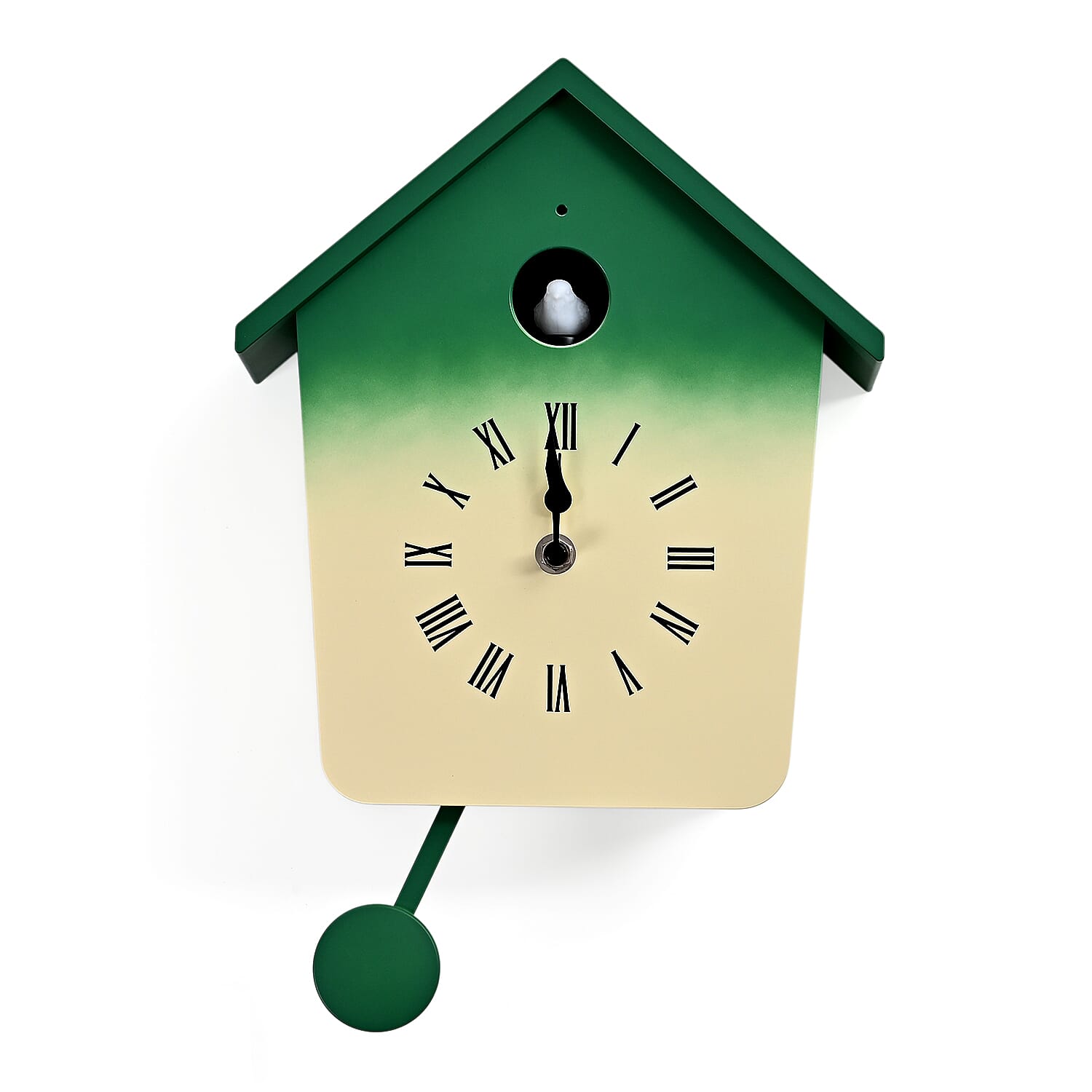 Modern Cuckoo Wall Clock with Pendulum Powered by 3 x AA Batteries (Not Incl.) - Singing
