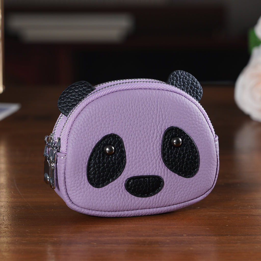 Genuine Leather Panda Pattern Wallet - Purple_8411773_1