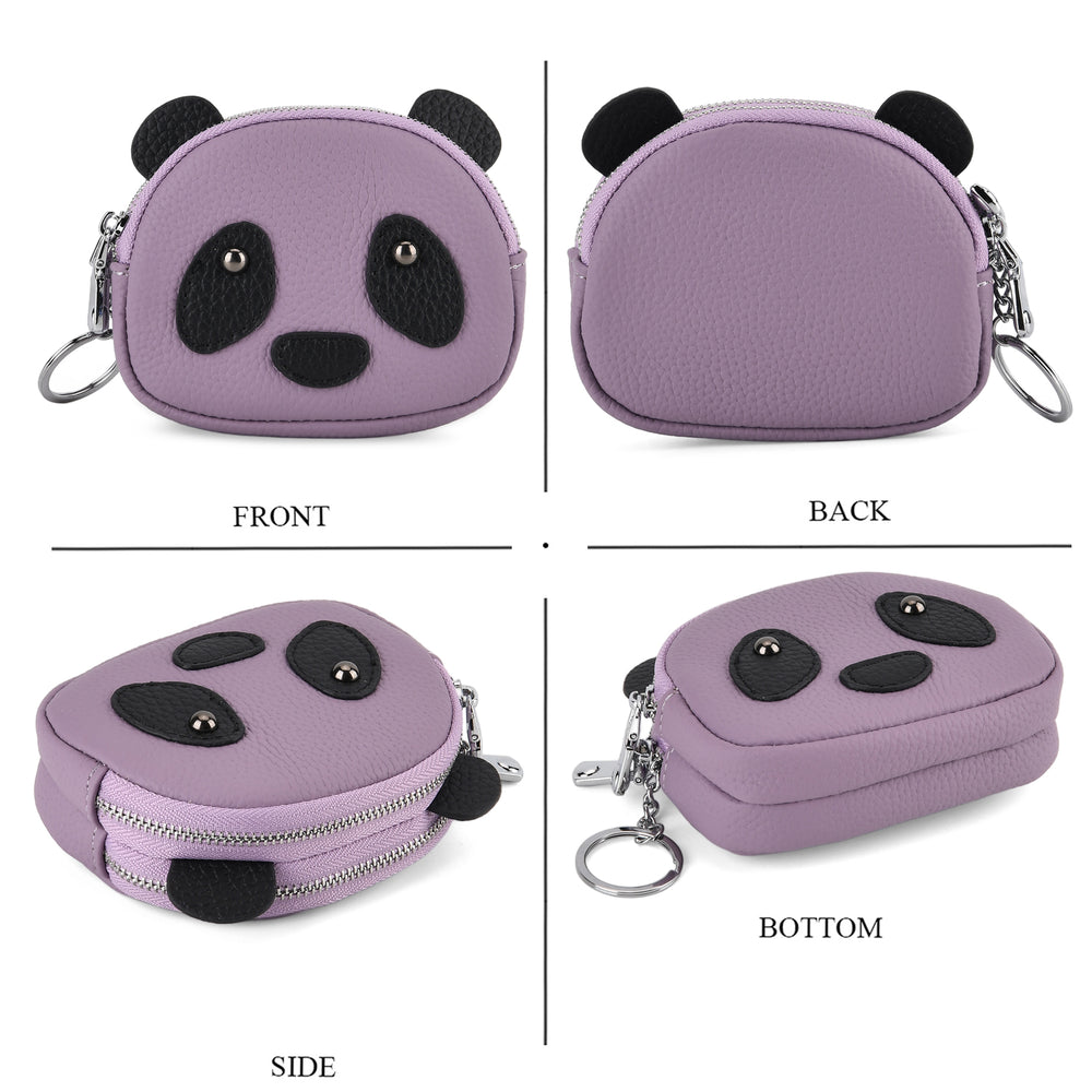 Genuine Leather Panda Pattern Wallet - Purple_8411773_4