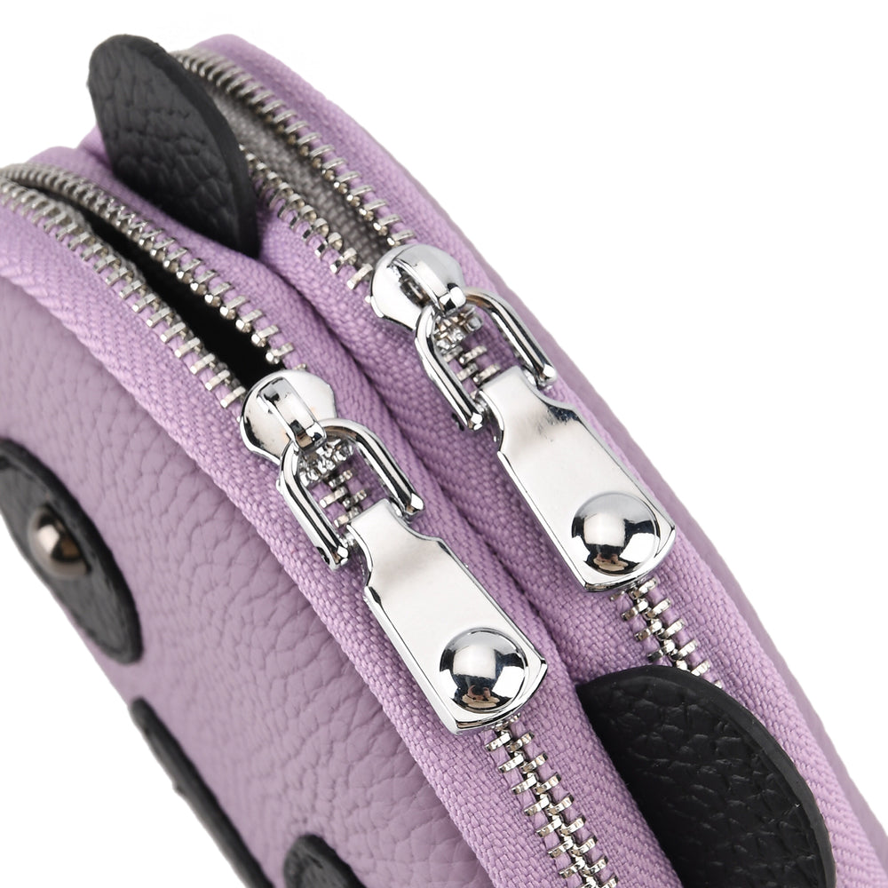 Genuine Leather Panda Pattern Wallet - Purple_8411773_6