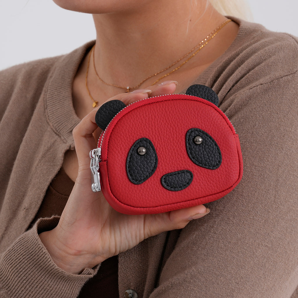 Genuine Leather Panda Pattern Wallet - Red_8411774_3