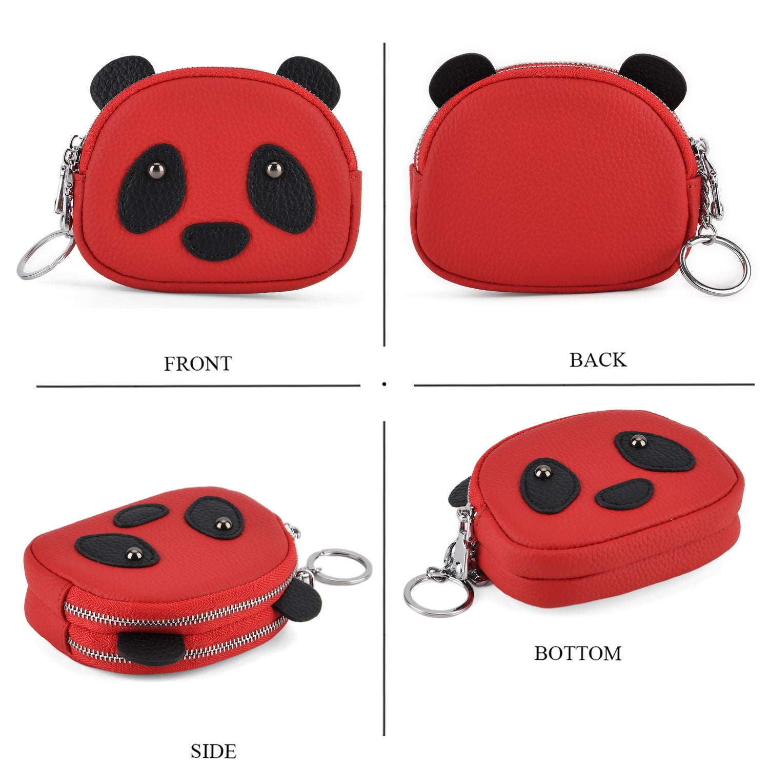 Genuine Leather Panda Pattern Wallet - Red_8411774_4