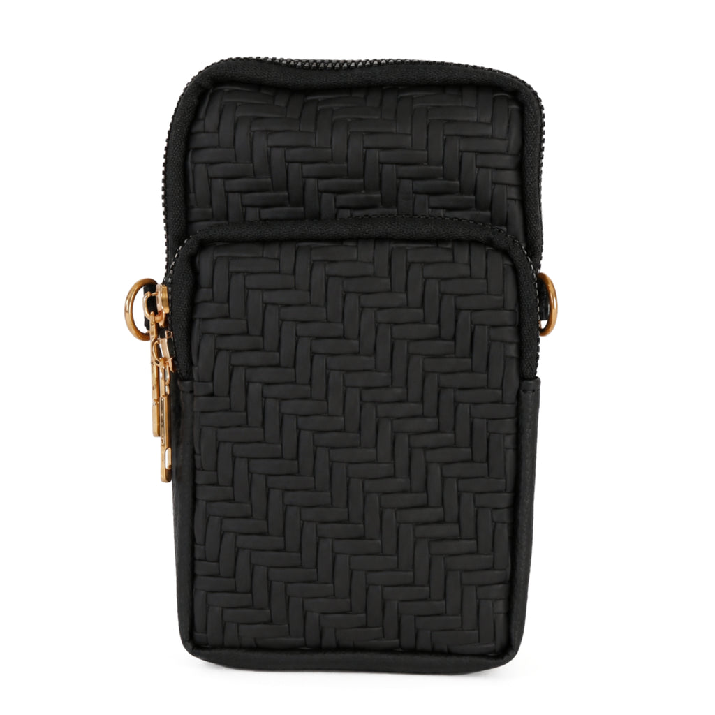 Vertical Crossbody Phone Bag with Shoulder Strap - Black_8412451