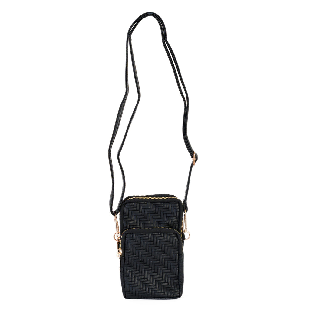 Vertical Crossbody Phone Bag with Shoulder Strap - Black_8412451_1