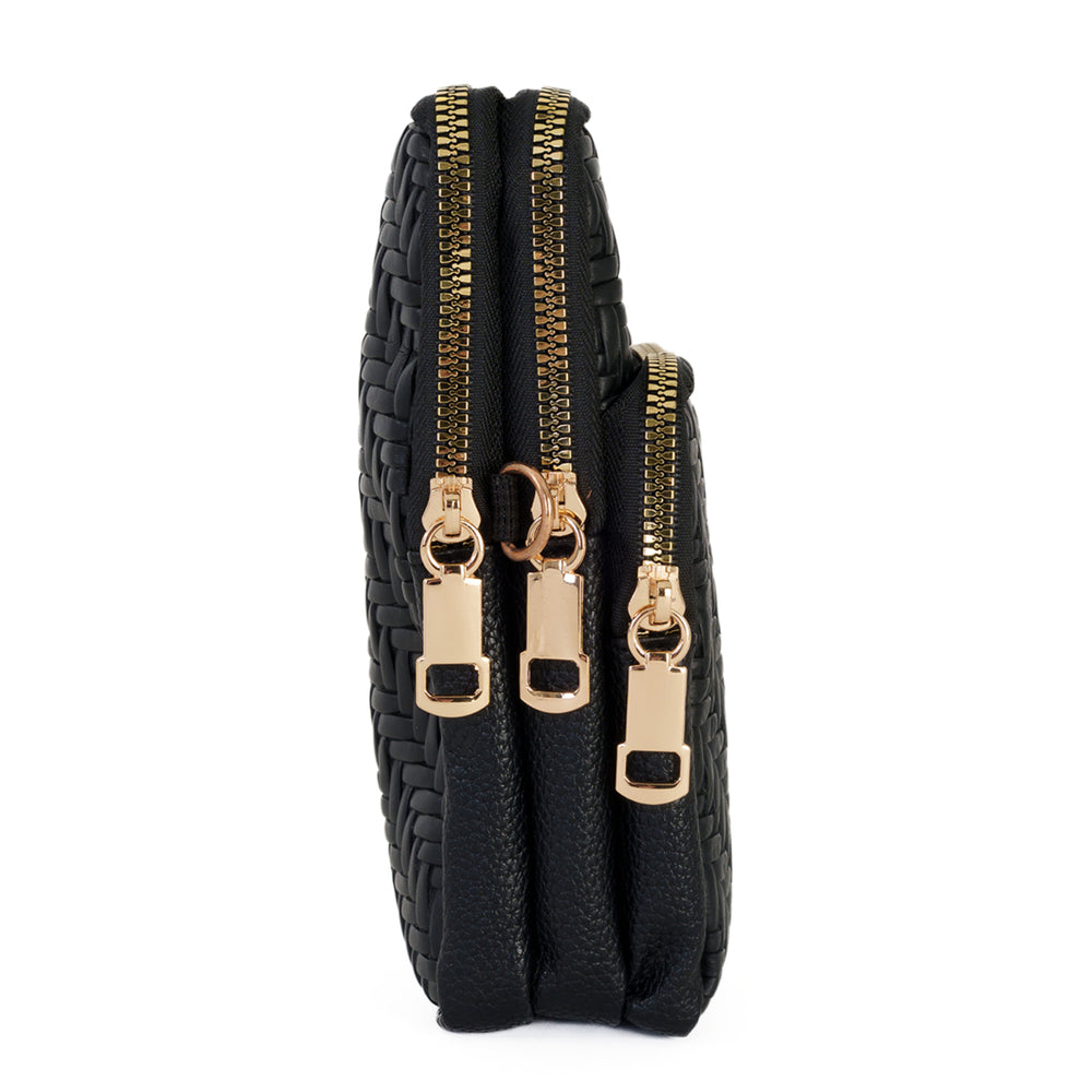 Vertical Crossbody Phone Bag with Shoulder Strap - Black_8412451_2