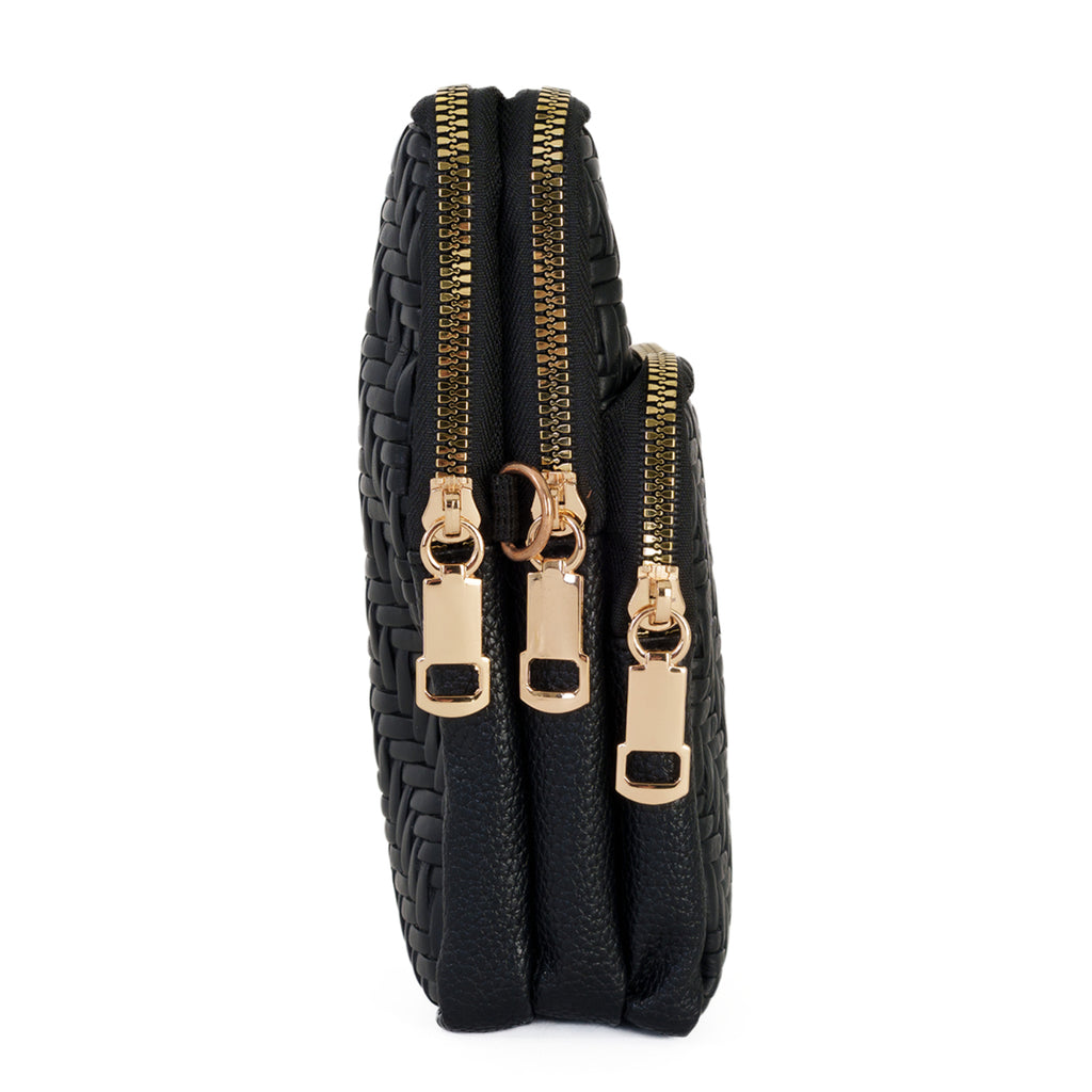 Vertical Crossbody Phone Bag with Shoulder Strap - Black_8412451_2