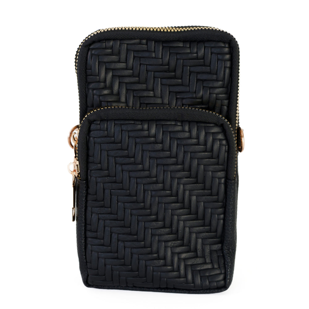 Vertical Crossbody Phone Bag with Shoulder Strap - Black_8412451_4