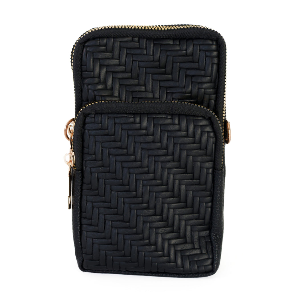 Vertical Crossbody Phone Bag with Shoulder Strap - Black_8412451_4