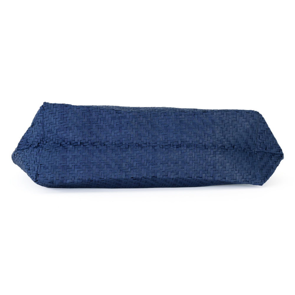 Large Shoulder Tote Bag with Contrast Handles - Navy Blue_8412530_3