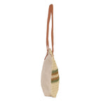 Canvas Striped Shoulder Tote Bag with Handles - Green_8412536_3