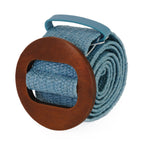 Elasticated Stretch Waist Belt with Round Wooden Buckle (105 cm) - Denim_8412548