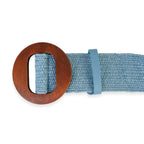 Elasticated Stretch Waist Belt with Round Wooden Buckle (105 cm) - Denim_8412548_1