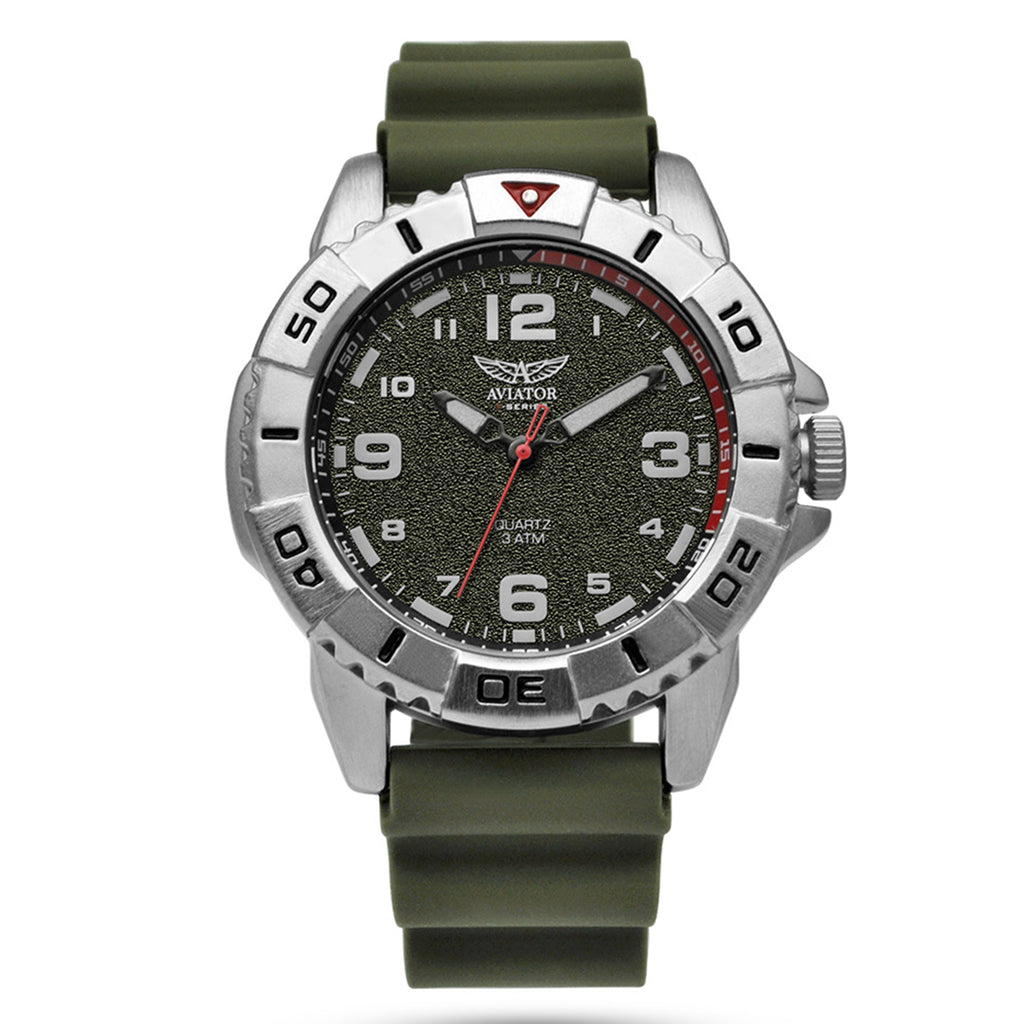 Aviator Quartz Mens Watch in Stainless Steel - Black_8412615_2