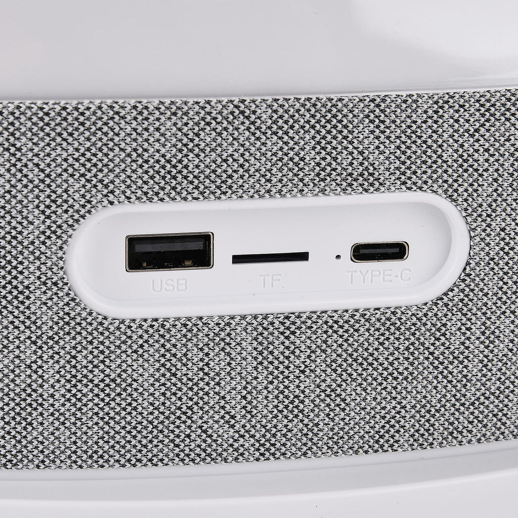 Wireless White Noise Sleep Aid Hub - Wireless Charging, Surround Sound Speakers, RGB Light Feature, FM Radio, Alarm Clock - White