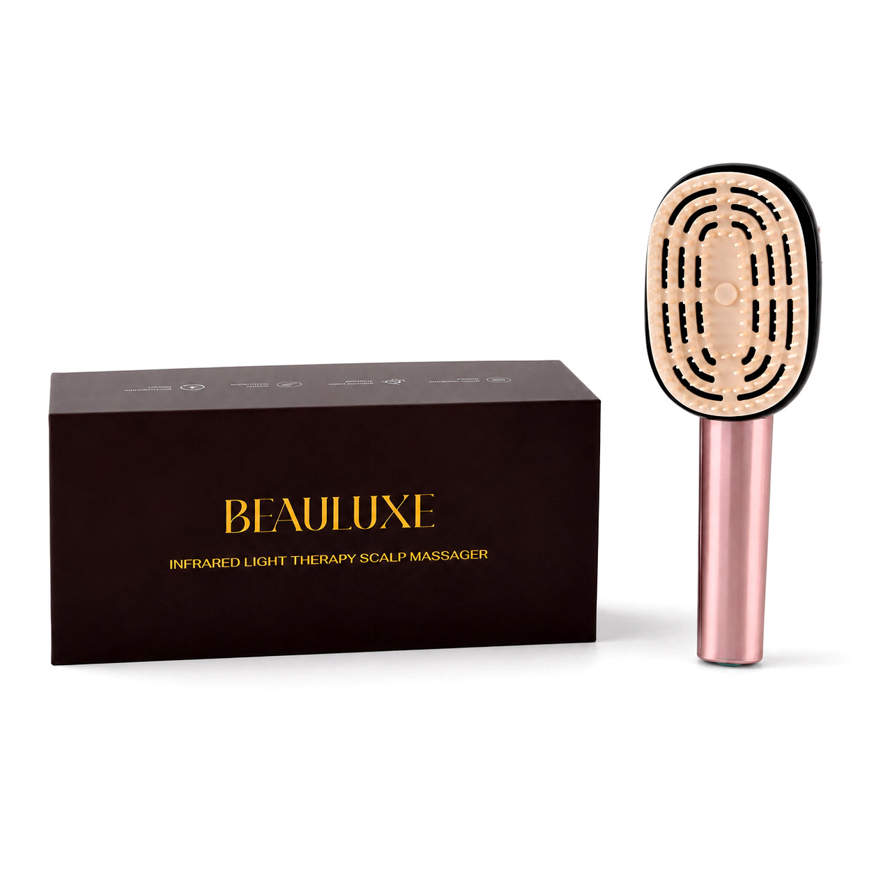 Beauluxe Electric Scalp Massager Hair Brush with LED Red & Blue Light Therapy - Pink_8413380