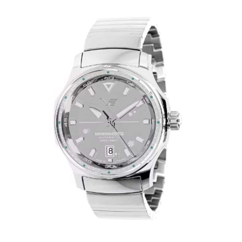 WORLD WIDE LAUNCH - VOSTOK EUROPE Expedition Glacier Automatic NH35 200M WR Silver Dial Mens Watch with Silver Stainless Steel Bracelet Strap