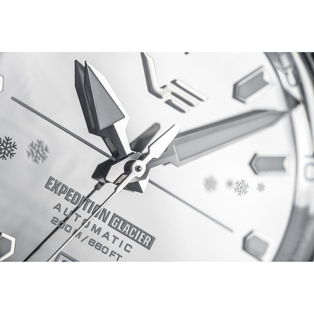 WORLD WIDE LAUNCH - VOSTOK EUROPE Expedition Glacier Automatic NH35 200M WR Silver Dial Mens Watch with Silver Stainless Steel Bracelet Strap