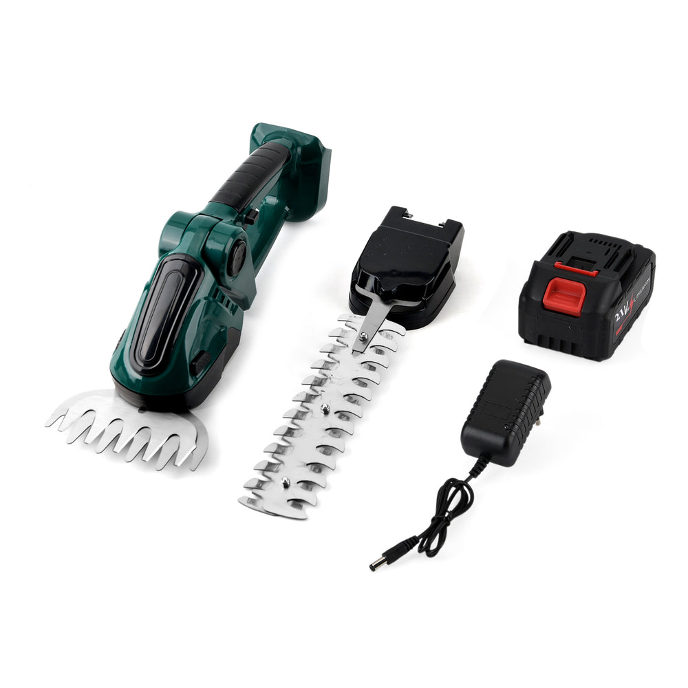 Cordless High-Power Grass Shear - 390W Electric Shrub Trimmer with 6000mAh Battery, 30-Minute Run Time - Dark Green_8414573