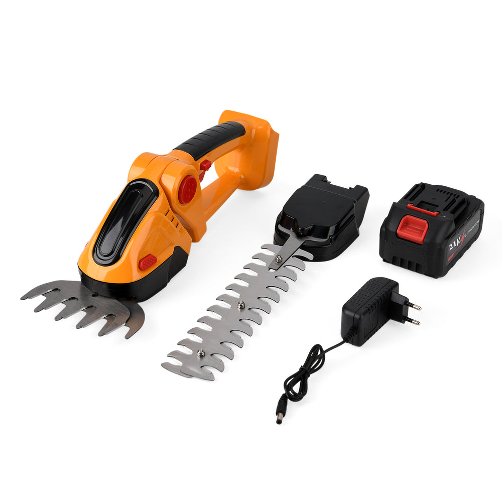 Cordless High-Power Grass Shear - 390W Electric Shrub Trimmer with 6000mAh Battery, 30-Minute Run Time - Orange_8414599
