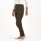 Sugar Crisp Ladies Fine Ribbed Stretch Bootleg Trousers With 27Inch Inside Leg (Size 14) - Olive Green_8415622_1