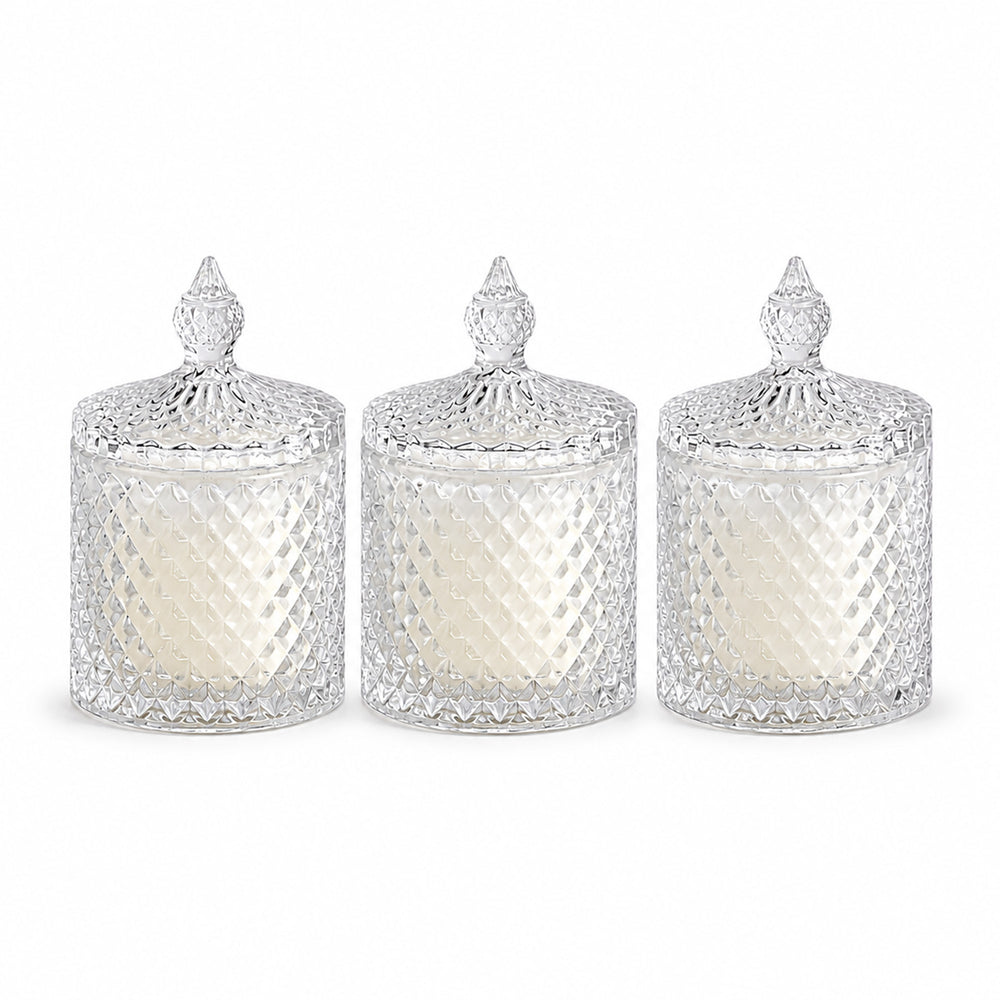 Bliss & Beyond Set of 3 Glass Jar Scented Candles (120g, 7 x 7cm) - Black Oudh, Oudh Royal & Amber Oudh_8415687