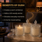 Bliss & Beyond Set of 3 Glass Jar Scented Candles (120g, 7 x 7cm) - Black Oudh, Oudh Royal & Amber Oudh_8415687_1