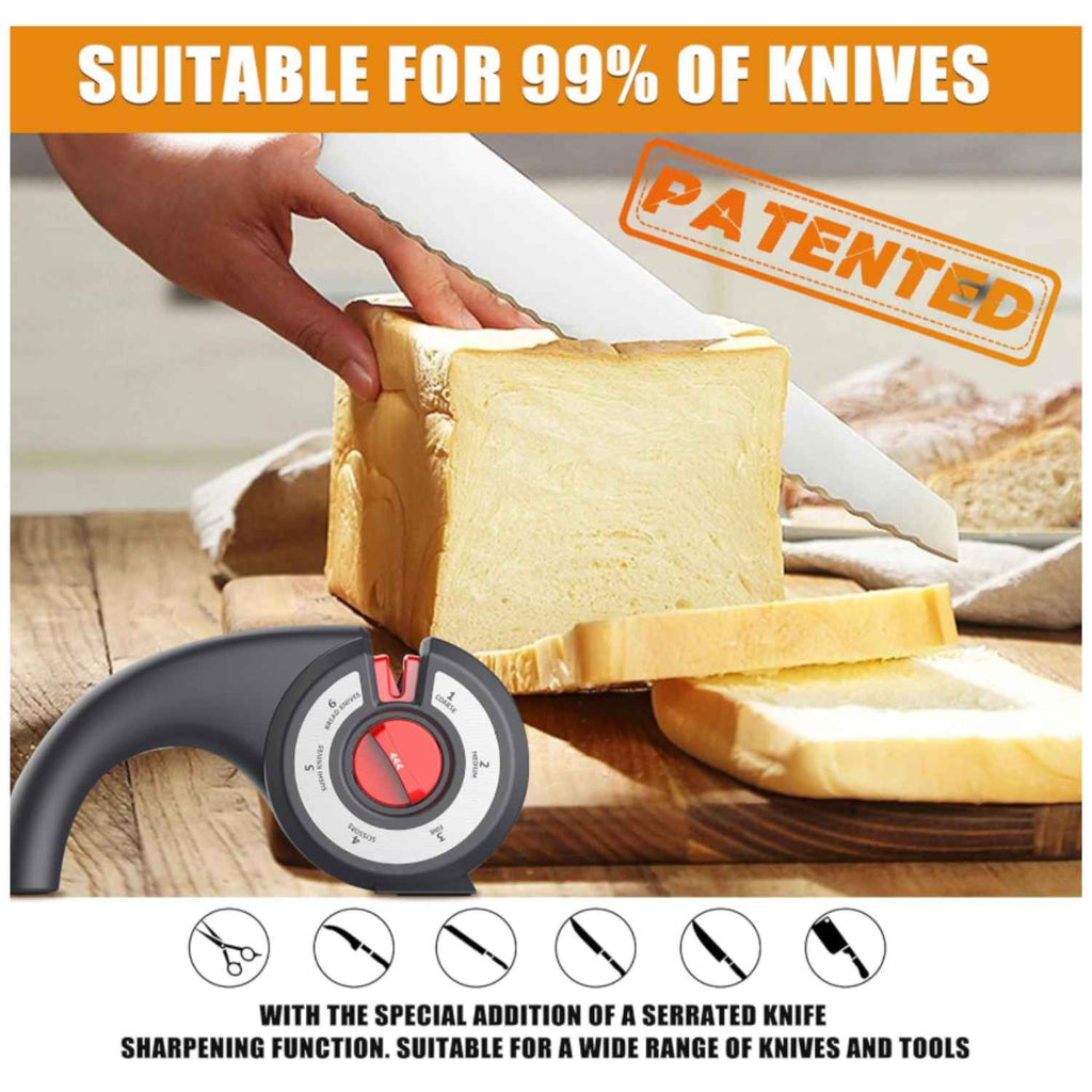6-in-1 Multifunction Knife Sharpener with Ergonomic Handle & Non-Slip Base