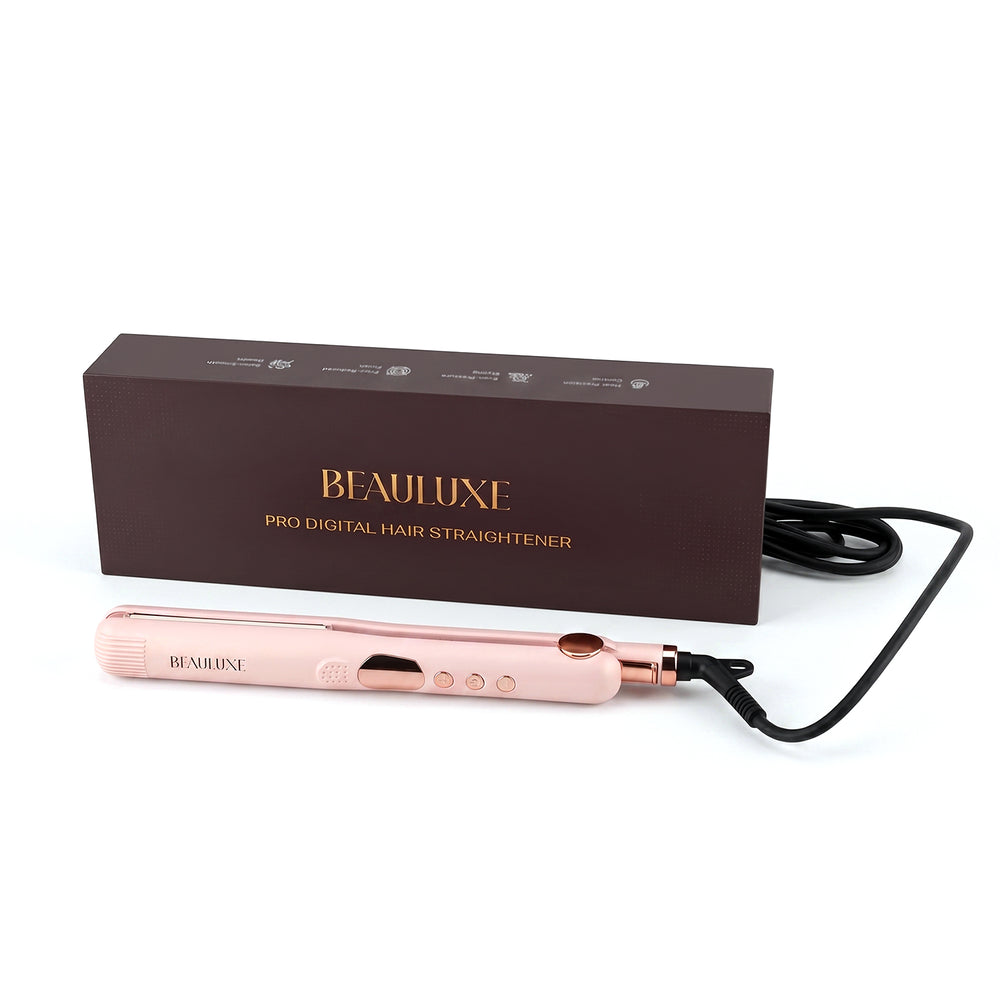 "Beauluxe HP-8862 Hair Straightener with LCD display-Pink Product size: 32.5*4.7*3cm     Weight: 430g  Voltage:AC220V-240V 50/60Hz  Temperature: 100-230?  Heating element: PTC_8419192