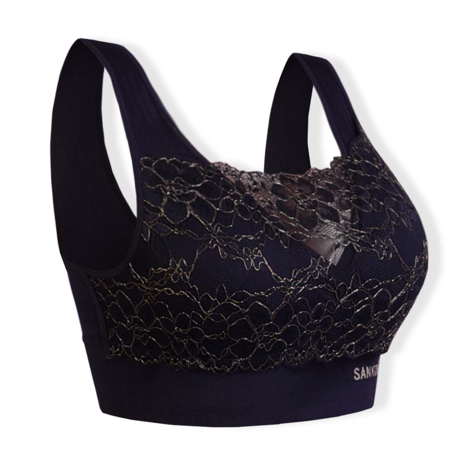 Sankom Switzerland Patent Classic Bra With Lace (Size S/M) - Black & Gold_8419798_1