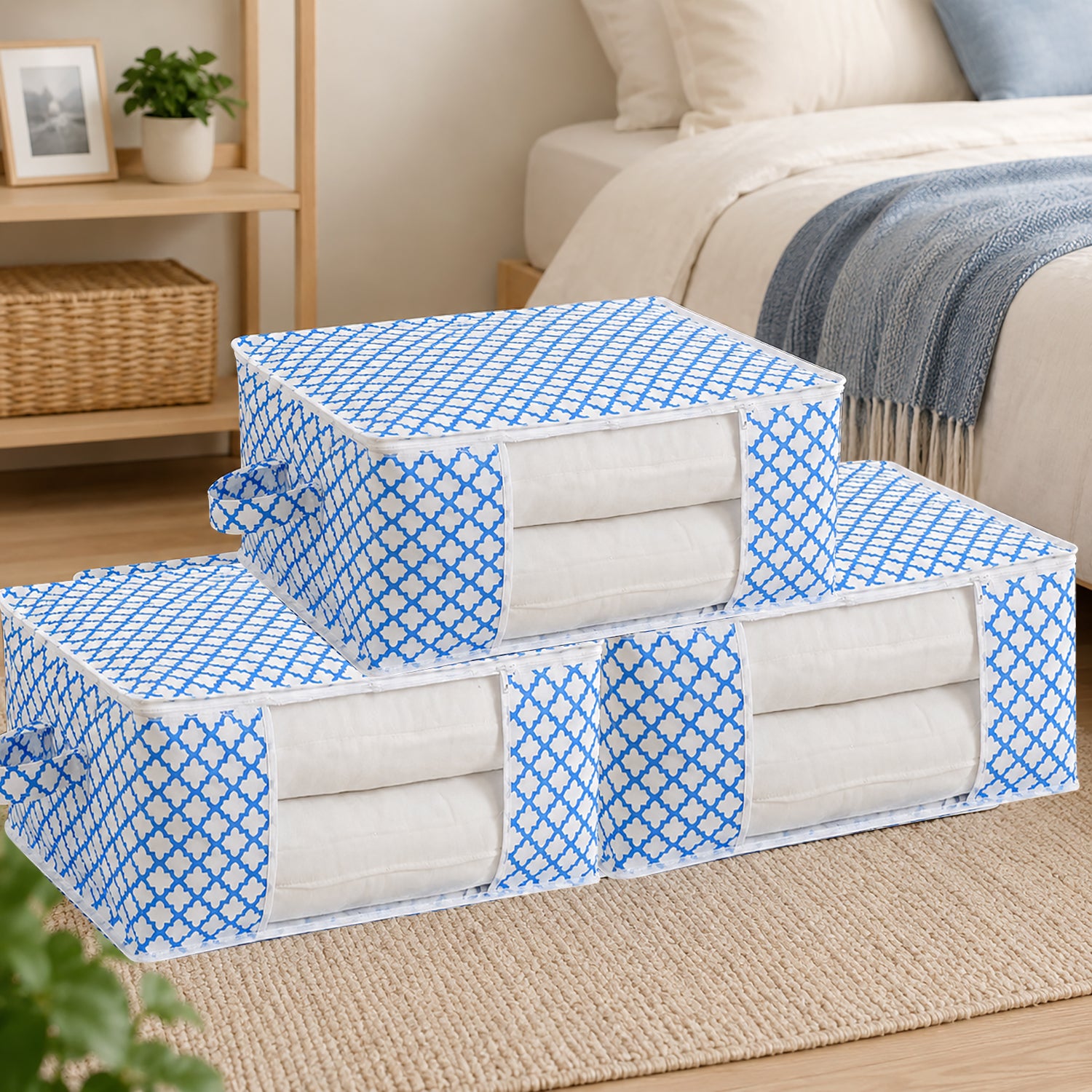 Patterned Storage Box (Size 60x30x45 cm) - Purple_8420256_1