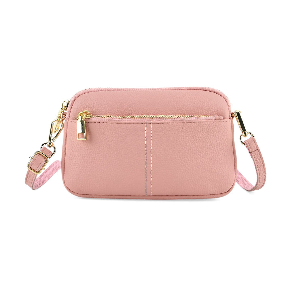 100% Genuine Leather Designer Minimalist Sling Shoulder Bag -  Pink_8420491