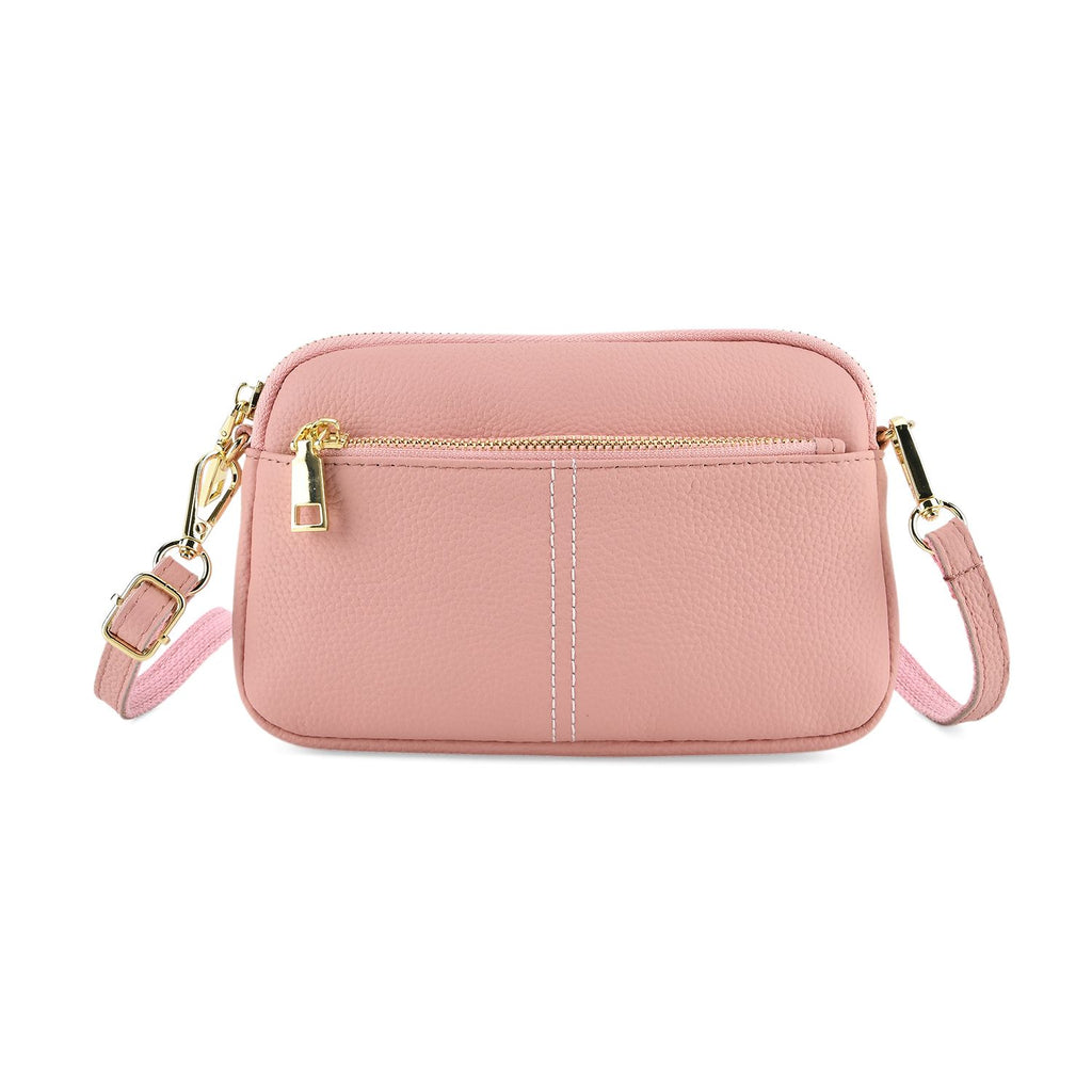 100% Genuine Leather Designer Minimalist Sling Shoulder Bag -  Pink_8420491