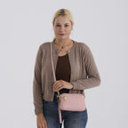 100% Genuine Leather Designer Minimalist Sling Shoulder Bag -  Pink_8420491_2