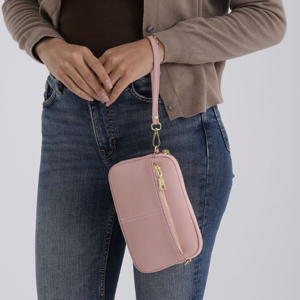 100% Genuine Leather Designer Minimalist Sling Shoulder Bag -  Pink_8420491_3