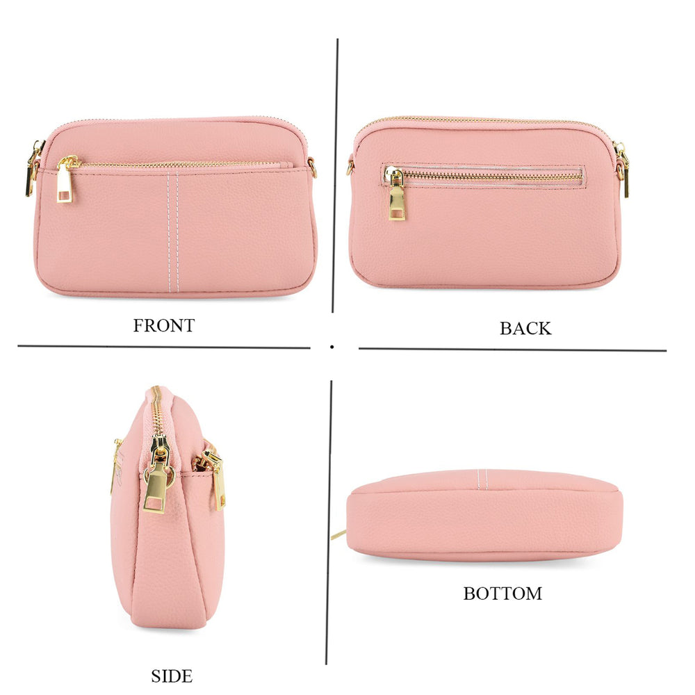 100% Genuine Leather Designer Minimalist Sling Shoulder Bag -  Pink_8420491_4