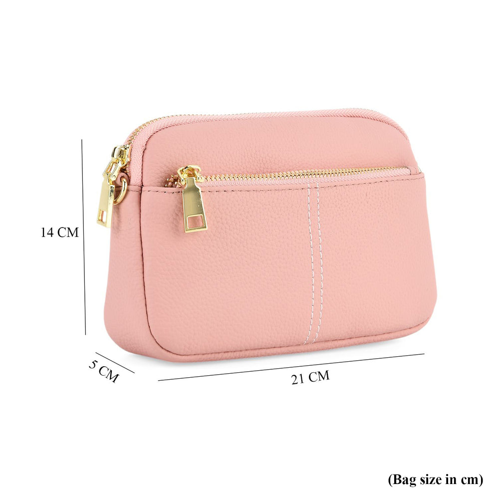 100% Genuine Leather Designer Minimalist Sling Shoulder Bag -  Pink_8420491_8