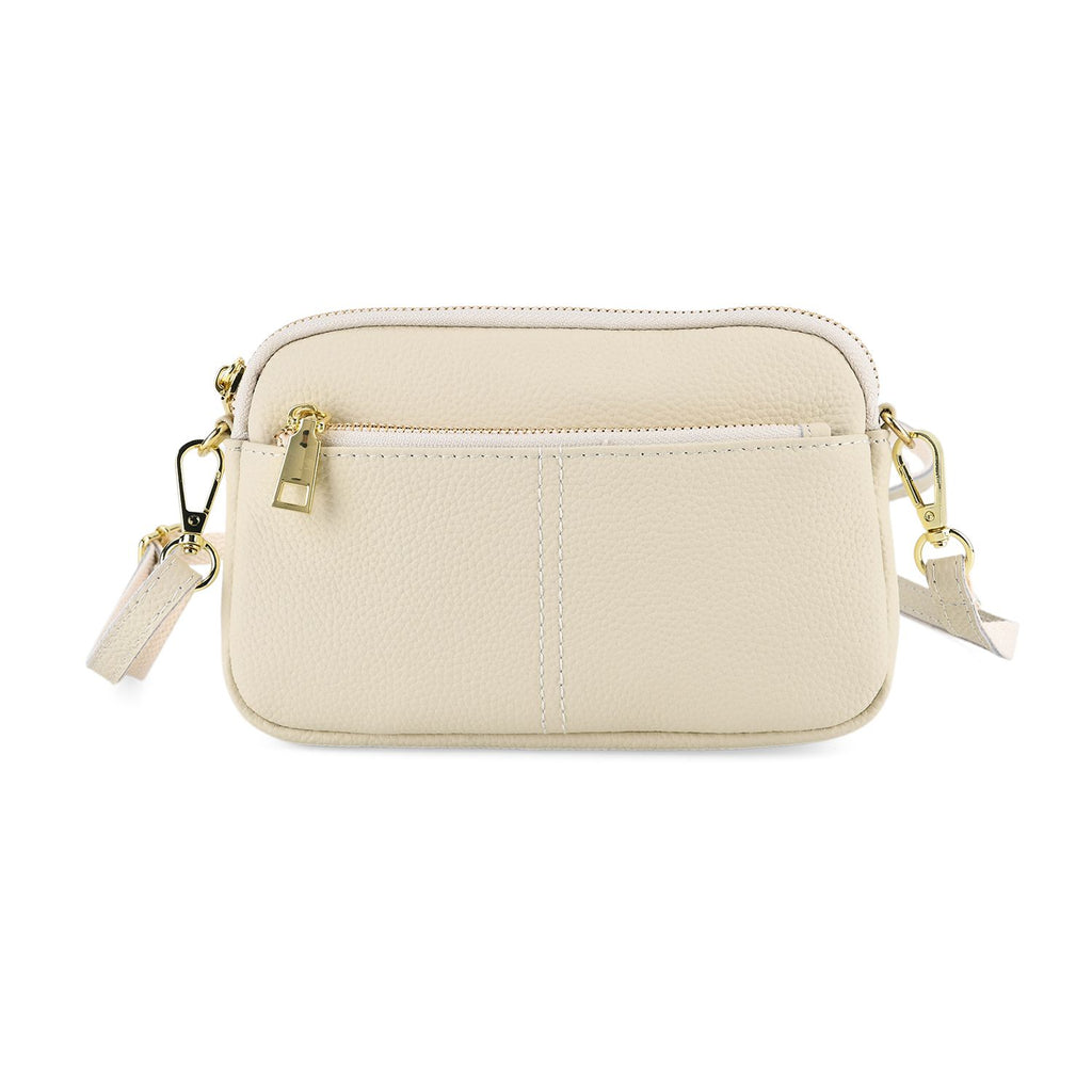 100% Genuine Leather Designer Minimalist Sling Shoulder Bag -  Ivory_8420492
