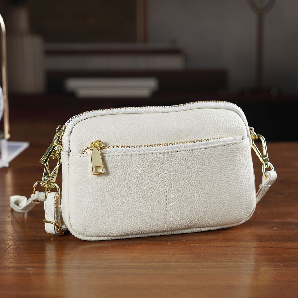 100% Genuine Leather Designer Minimalist Sling Shoulder Bag -  Ivory_8420492_1