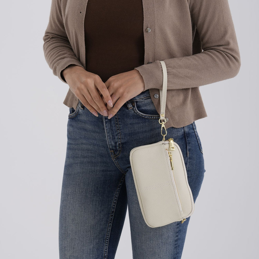 100% Genuine Leather Designer Minimalist Sling Shoulder Bag -  Ivory_8420492_3