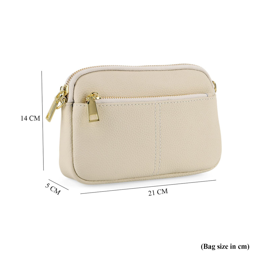 100% Genuine Leather Designer Minimalist Sling Shoulder Bag -  Ivory_8420492_8