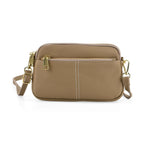 100% Genuine Leather Designer Minimalist Sling Shoulder Bag - Grey_8420509