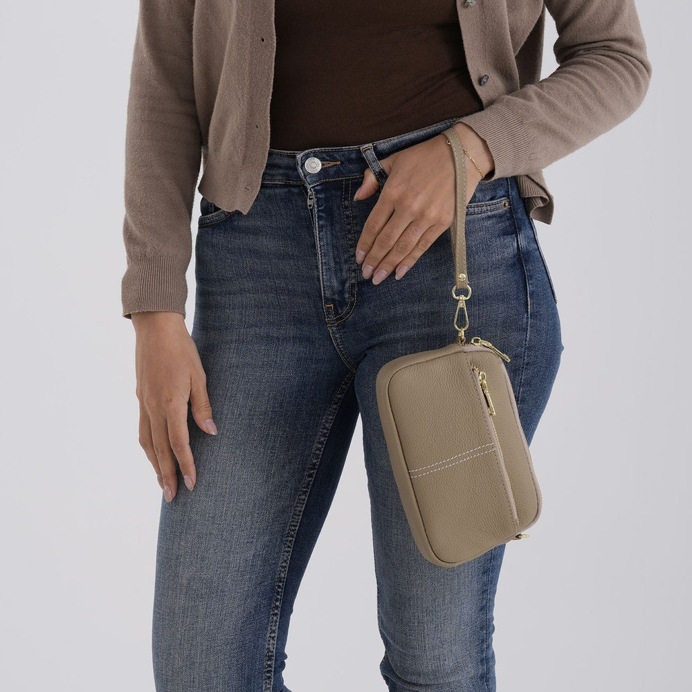 100% Genuine Leather Designer Minimalist Sling Shoulder Bag - Grey_8420509_3