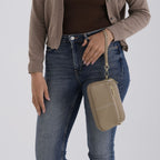 100% Genuine Leather Designer Minimalist Sling Shoulder Bag - Grey_8420509_3