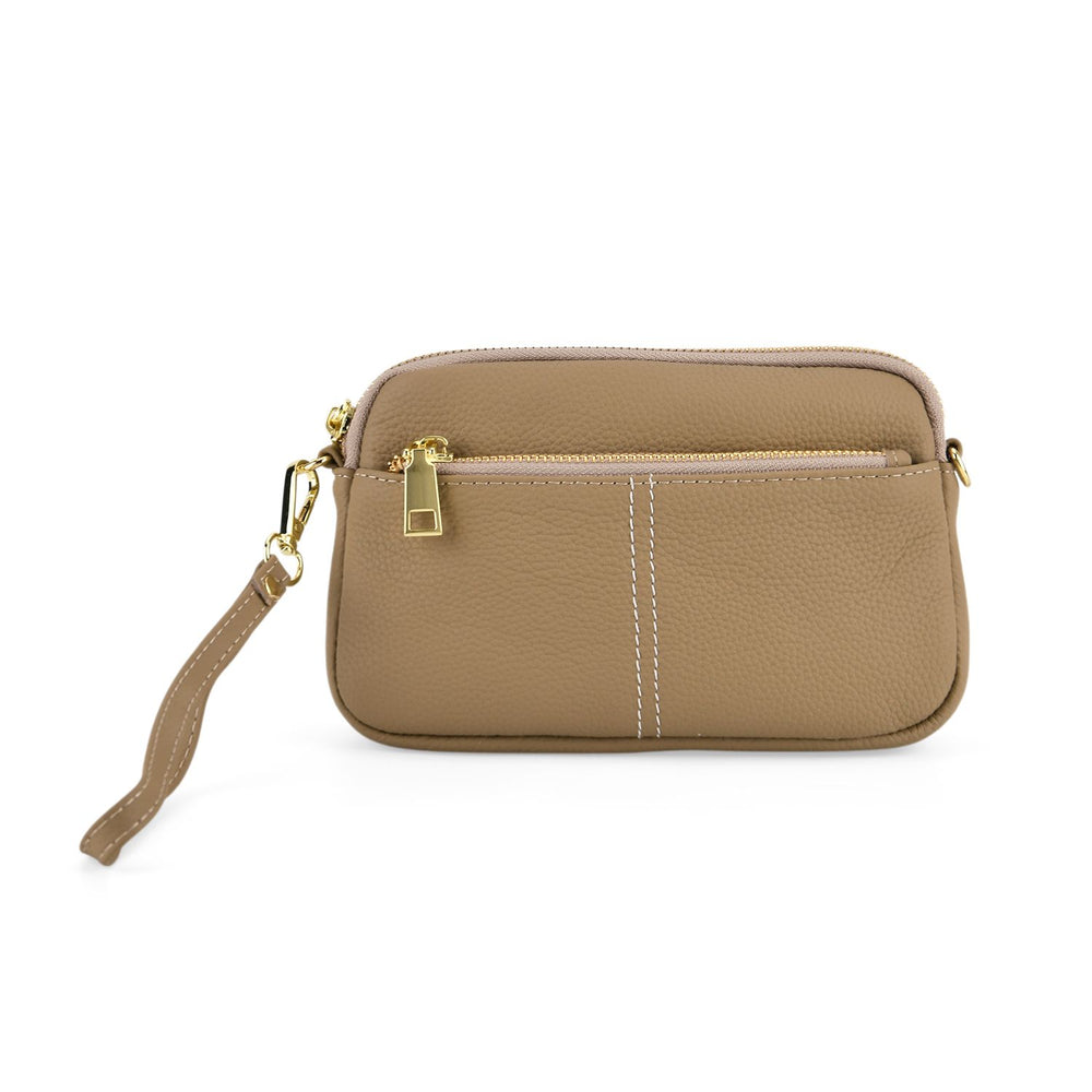 100% Genuine Leather Designer Minimalist Sling Shoulder Bag - Grey_8420509_5