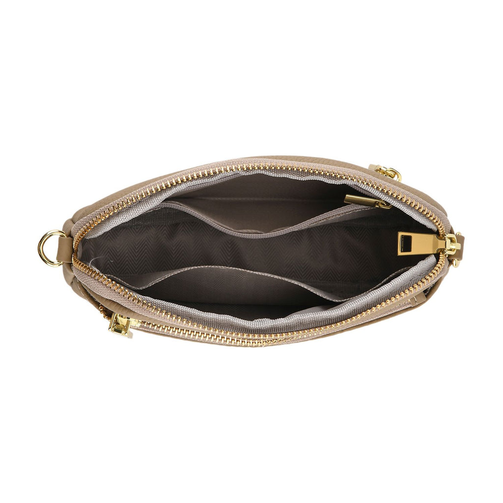 100% Genuine Leather Designer Minimalist Sling Shoulder Bag - Grey_8420509_6
