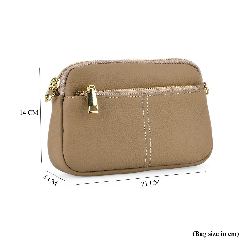 100% Genuine Leather Designer Minimalist Sling Shoulder Bag - Grey_8420509_8