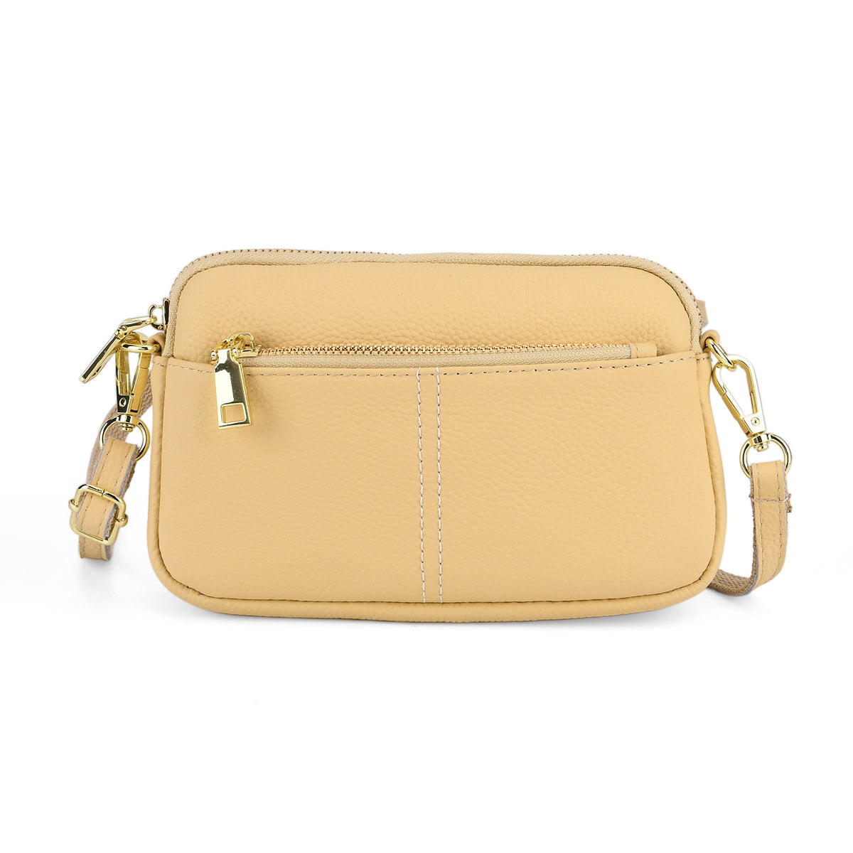 100% Genuine Leather Designer Minimalist Sling Shoulder Bag - Yellow_8420511